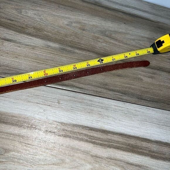 J. Crew Skinny Leather Belt Women Small Hot Pink Orange Brown Gold Tone Buckle - Picture 7 of 7